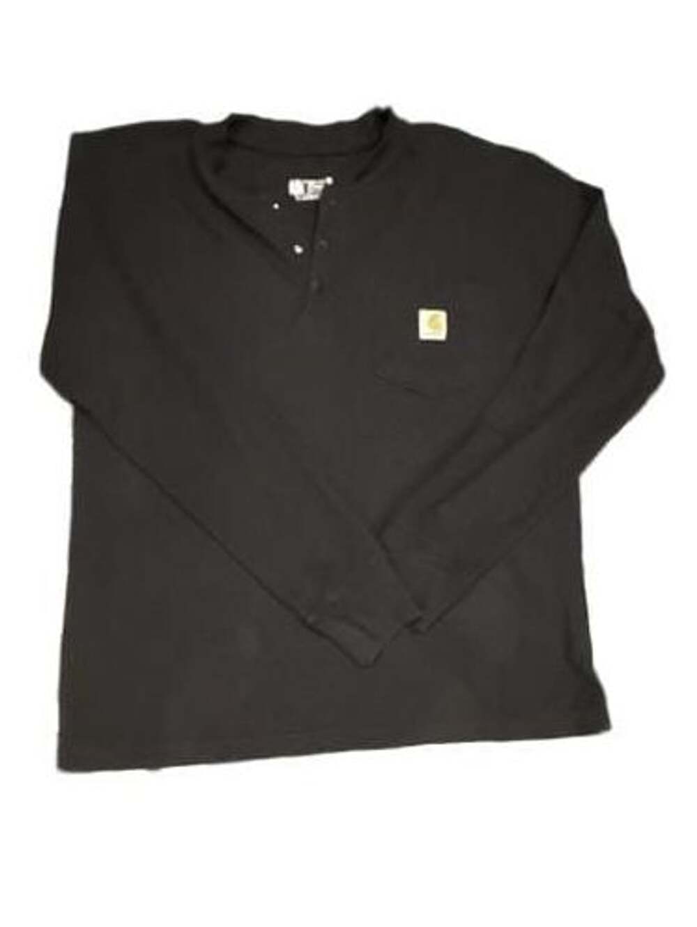 Carhartt Relaxed Fit Thermal Henley Size L Black Long Sleeve Pocket